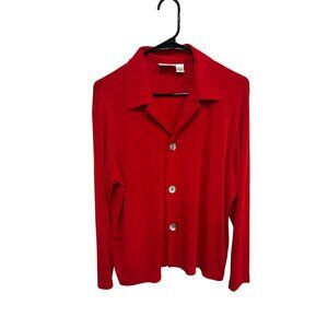 Chicos Design Shirt Red Button Down Medium USA Made Retro Glam